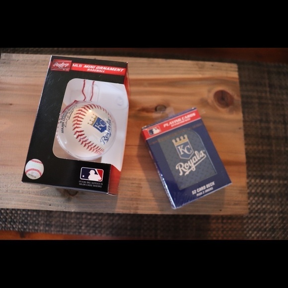 MLB KC Mini Baseball Ornament & Playing Cards set - Picture 7 of 8